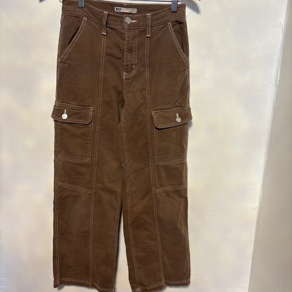 SO‎  Good for life wide leg high rise brown cargo pants size 3/26w